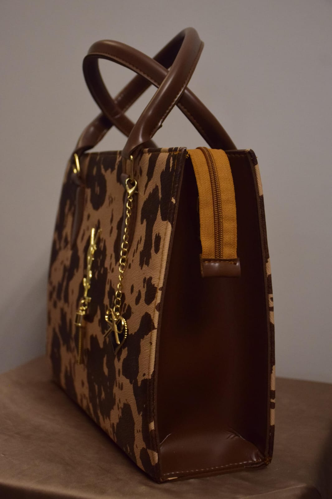 YSL Cow Print HandBag (Brown) - Anumta Alaehim